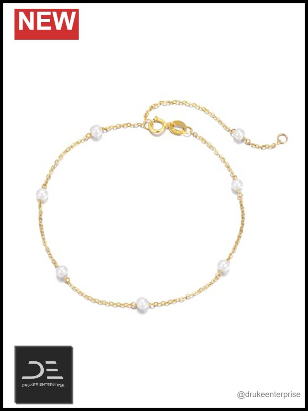14k Solid Gold Freshwater Pearl Bracelet Hypoallergenic